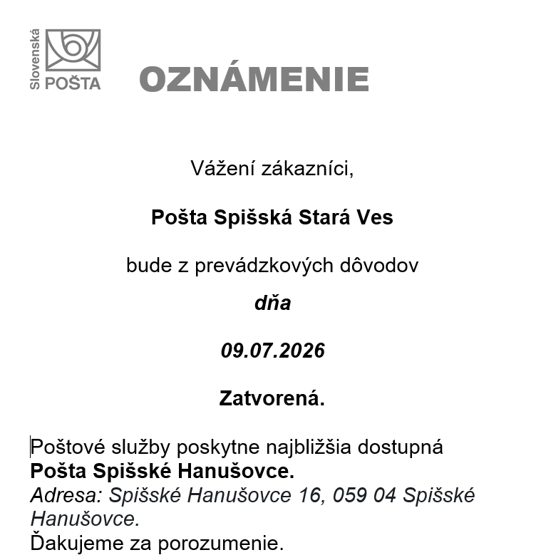 oznam pošta