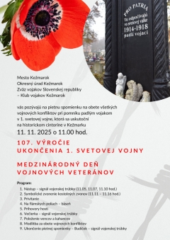 107. výročie od ukončenia 1. sv. vojny a Medzinárodný deň vojnových veteránov – fotografia 1